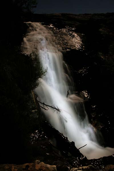 Vathes waterfall in moonlight