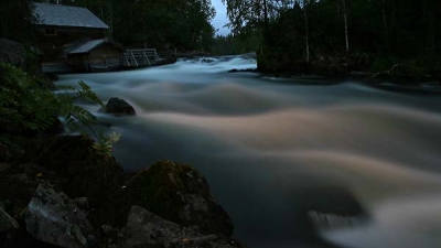 lightpainting at night, Myllykoski, Oulanka NP, Finland