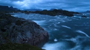 night storm, KabelvÃ¥g, Lofoten islands, Norway