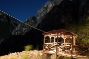 Sv. Nikola monastery and Matka wall (Otmar's rock) in the moonlight