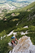 exiting Steber (IV+/III, 160m), Vipava, June