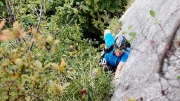 Andrej halfway through 2nd pitch, Ameisenriss (5+), Kugelstein, August