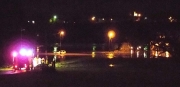 Koblarjev zaliv, flooded restaurant and parked car