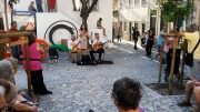 fado performance in a back alley in Mouraria, Lisbon
