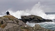 getting soaked but enjoying the rain and salt spray, Gryteberget, KarmÃ¸y island Â©Jonna