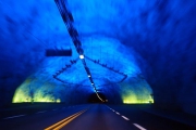 LÃ¦rdalstunnel (24.51km) and one of its rest areas/light installations Â©Jonna