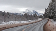 giant frozen waterfalls ahead on the road to Hemsedal, Â©N