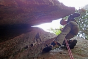 scouting abseil into the chimney, Kauhalan korsteeni (trad 5+), Kakarsberget