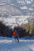 him testing new boots, Kobla, ski day #12, Feb.7th