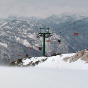 windy on Zadnji Vogel, ski day #15, Mar. 1st